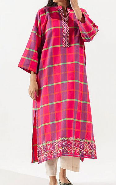 Beechtree Magenta/Iris Purple Yarn Dyed Kurti | Pakistani Dresses in USA- Image 1
