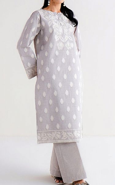 Beechtree Grey Jacquard Suit (2 pcs) | Pakistani Lawn Suits- Image 1