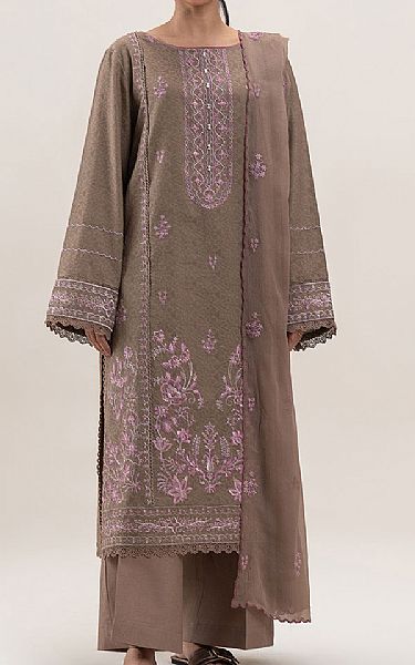 Beechtree Pastel Brown Jacquard Suit | Pakistani Lawn Dress in USA- Image 1