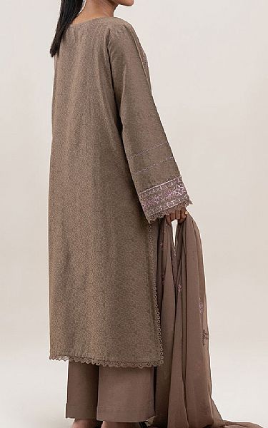 Beechtree Pastel Brown Jacquard Suit | Pakistani Lawn Dress in USA- Image 2