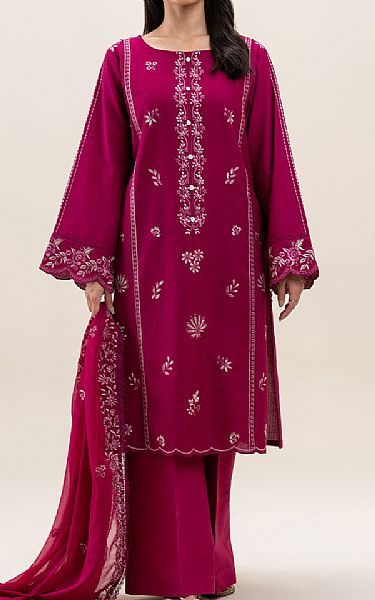 Beechtree Hot Pink Jacquard Suit | Pakistani Lawn Dress in USA- Image 1