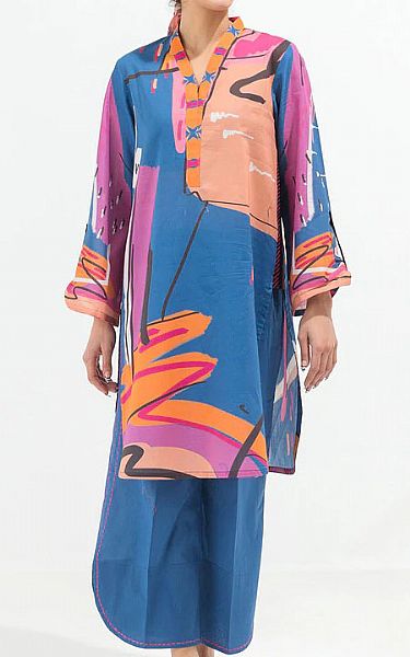 Beechtree Denim Blue Lawn Kurti | Pakistani Dresses in USA- Image 1