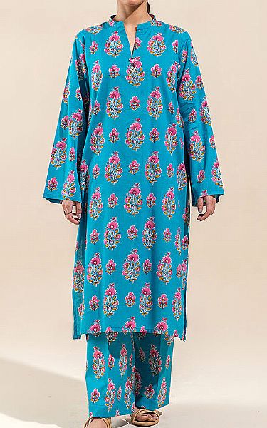Beechtree Dark Turquoise Lawn Suit (2 Pcs) | Pakistani Lawn Suits- Image 1