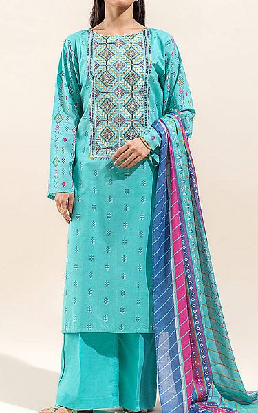 Beechtree Turquoise Lawn Suit (2 Pcs) | Pakistani Lawn Suits- Image 1