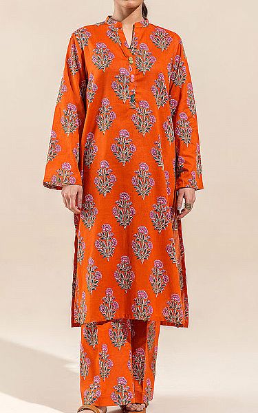Beechtree Bright Orange Lawn Suit (2 Pcs) | Pakistani Lawn Suits- Image 1