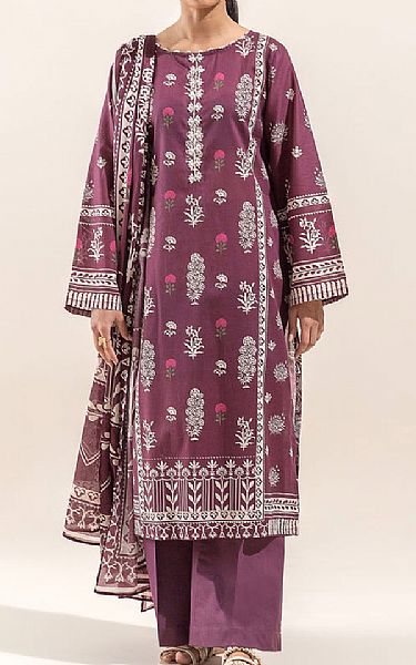 Beechtree Dark Mauve Lawn Suit | Pakistani Lawn Suits- Image 1