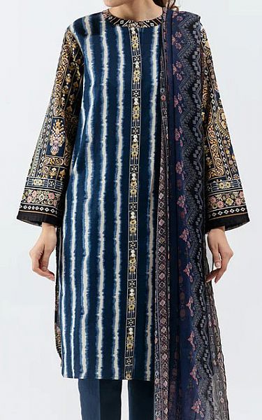 Beechtree Navy Blue Khaddar Suit (2 Pcs) | Pakistani Winter Dresses- Image 2