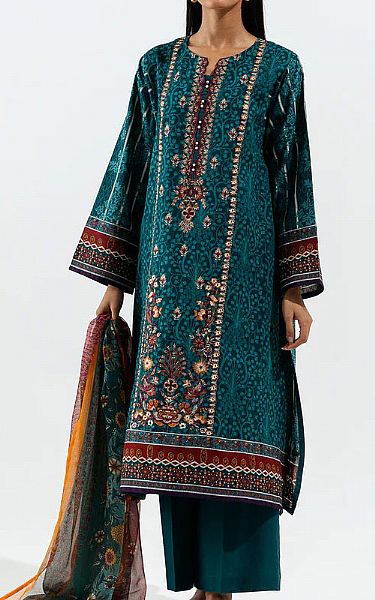 Beechtree Teal Khaddar Suit (2 Pcs) | Pakistani Winter Dresses- Image 1