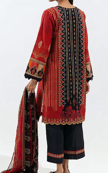 Beechtree Navy/Red Khaddar Suit | Pakistani Winter Dresses- Image 2