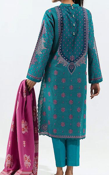 Beechtree Dark Turquoise Khaddar Suit | Pakistani Winter Dresses- Image 2