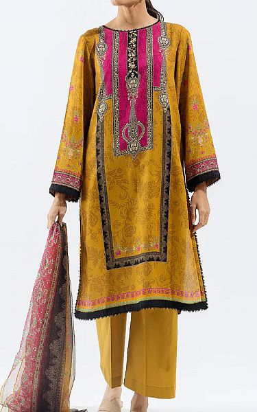 Beechtree Mustard Karandi Suit | Pakistani Winter Dresses- Image 1