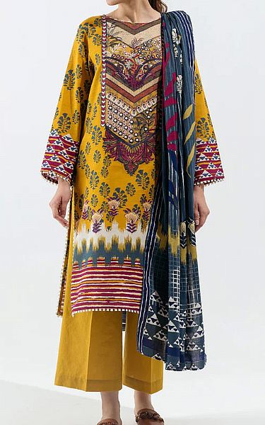 Beechtree Mustard Khaddar Suit | Pakistani Winter Dresses- Image 1