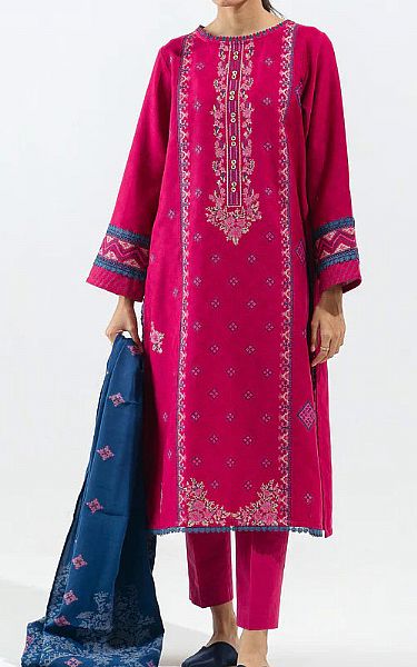 Beechtree Hot Pink Jacquard Suit | Pakistani Dresses in USA- Image 1