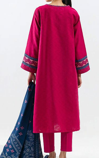 Beechtree Hot Pink Jacquard Suit | Pakistani Dresses in USA- Image 2