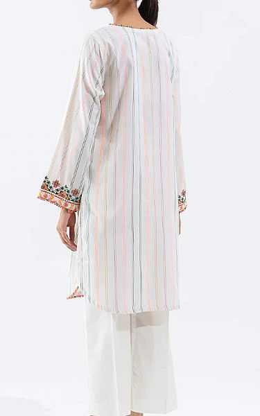 Beechtree Off-white Yarn Dyed Kurti | Pakistani Winter Dresses- Image 2