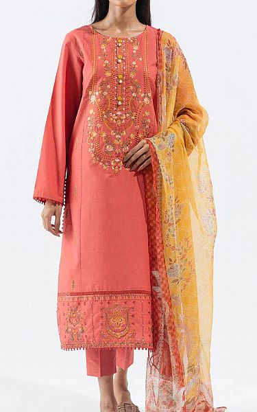 Beechtree Coral Khaddar Suit | Pakistani Dresses in USA- Image 1