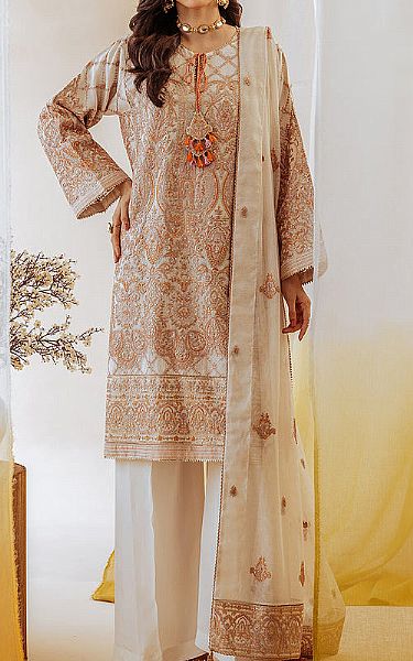 Beechtree Ivory Net Suit | Pakistani Embroidered Chiffon Dresses- Image 1