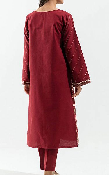 Beechtree Maroon Khaddar Suit (2 Pcs) | Pakistani Winter Dresses- Image 2