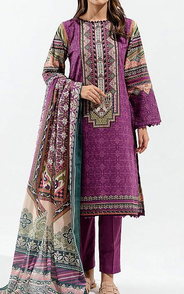 Beechtree Plum Khaddar Suit | Pakistani Winter Dresses- Image 1