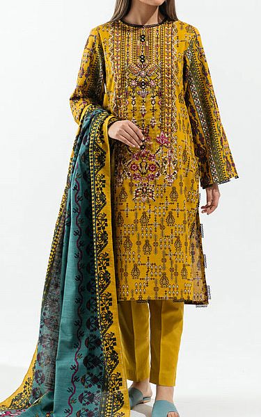 Beechtree Mustard Khaddar Suit | Pakistani Winter Dresses- Image 1