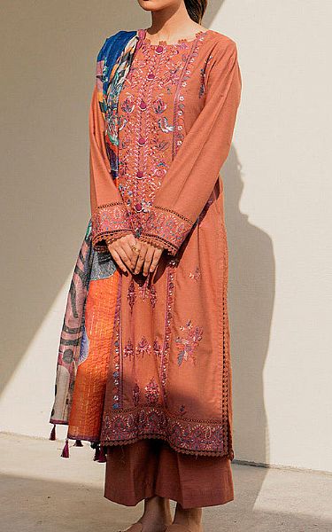 Beechtree Rust Cambric Suit | Pakistani Winter Dresses- Image 1