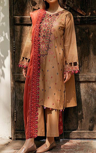 Beechtree Beige Khaddar Suit | Pakistani Dresses in USA- Image 1