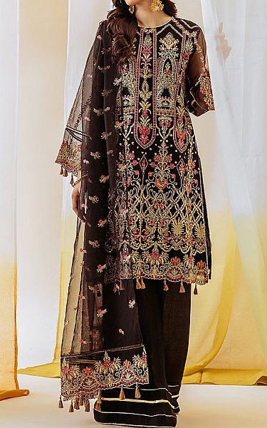 Beechtree Black Net Suit | Pakistani Embroidered Chiffon Dresses- Image 1
