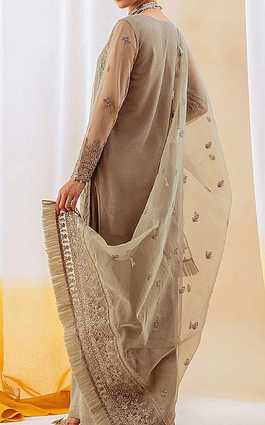 Beechtree Grey Organza Suit | Pakistani Embroidered Chiffon Dresses- Image 2