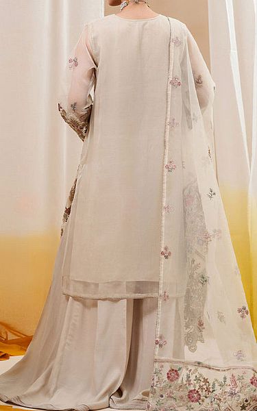 Beechtree Off-white Organza Suit | Pakistani Embroidered Chiffon Dresses- Image 2
