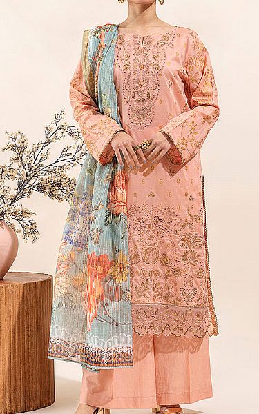 Beechtree Peach Lawn Suit | Pakistani Lawn Suits- Image 1