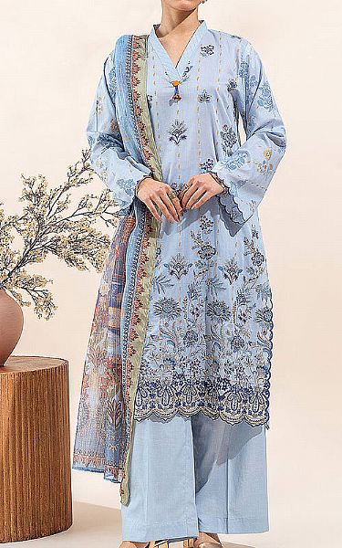 Beechtree Sky Blue Cotton Net Suit | Pakistani Lawn Suits- Image 1