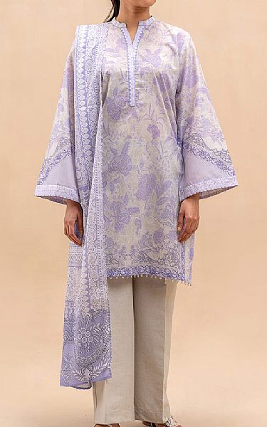 Beechtree Beige/Light Lavender Lawn Suit | Pakistani Lawn Dress in USA- Image 1