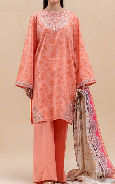 Beechtree Peachy Pink Lawn Suit | Pakistani Lawn Dress in USA- Image 1