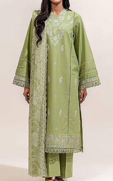 Beechtree Light Olive Green Lawn Suit (2 pcs) | Pakistani Lawn Dress in USA- Image 1