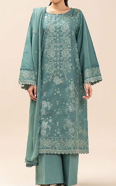 Beechtree Viridian Green Jacquard Suit | Pakistani Lawn Dress in USA- Image 1