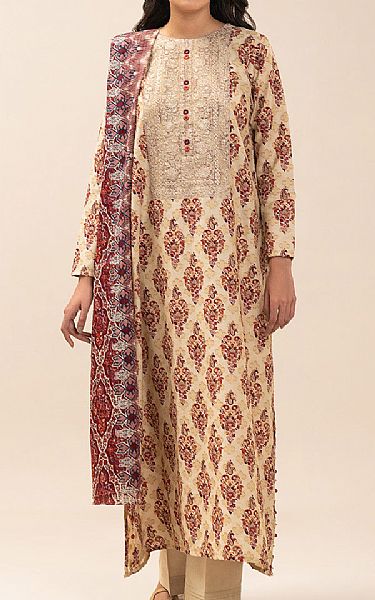 Beechtree Cream Jacquard Suit | Pakistani Lawn Dress in USA- Image 1