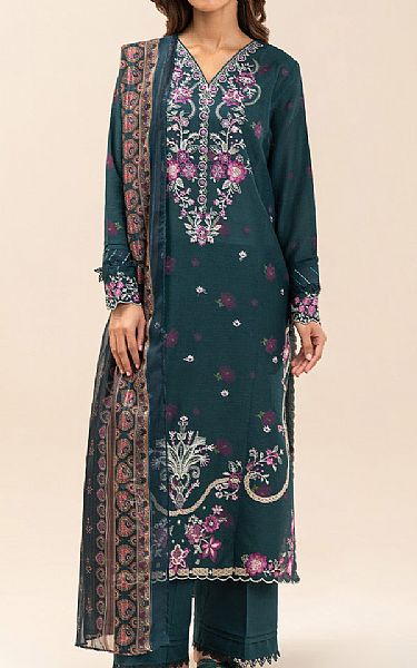 Beechtree Teal Jacquard Suit | Pakistani Lawn Dress in USA- Image 1