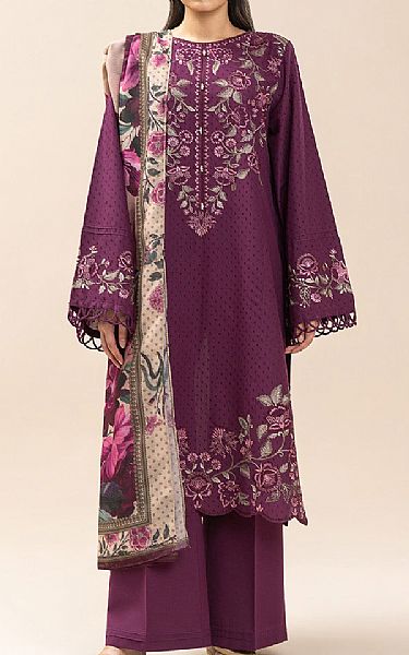 Beechtree Plum Jacquard Suit | Pakistani Lawn Dress in USA- Image 1