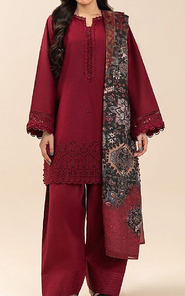 Beechtree Wine Red Lawn Suit | Pakistani Lawn Dress in USA- Image 1