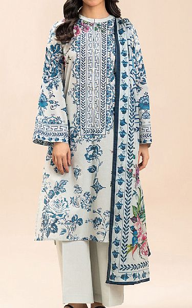 Beechtree Light Grey/Blue Lawn Suit | Pakistani Lawn Dress in USA- Image 1