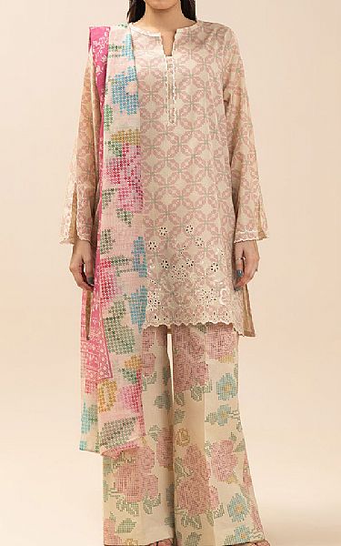 Beechtree Ivory/Cavern Pink Lawn Suit | Pakistani Lawn Dress in USA- Image 1