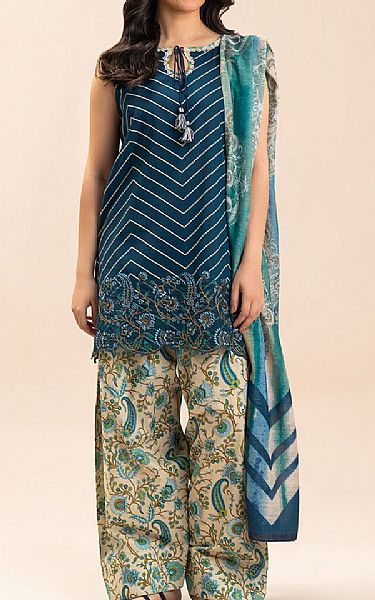 Beechtree Nile Blue/Ivory Lawn Suit | Pakistani Lawn Dress in USA- Image 1
