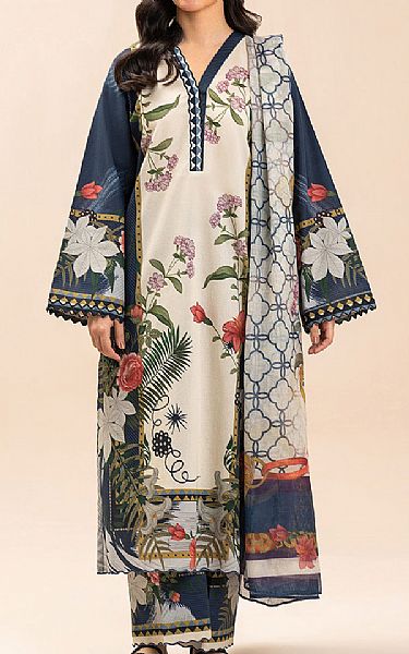 Beechtree Off White/Navy Lawn Suit | Pakistani Lawn Dress in USA- Image 1