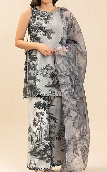 Beechtree Grey/Black Lawn Suit | Pakistani Lawn Dress in USA- Image 1