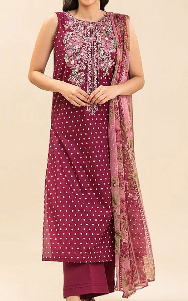 Beechtree Wine Lawn Suit | Pakistani Lawn Dress in USA- Image 1