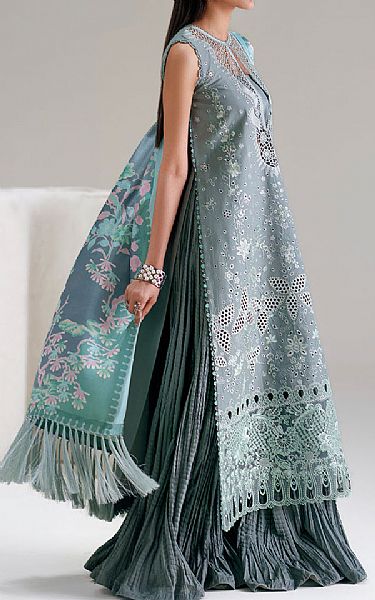 Bin Ilyas Grey Lawn Suit | Pakistani Lawn Dress in USA- Image 2