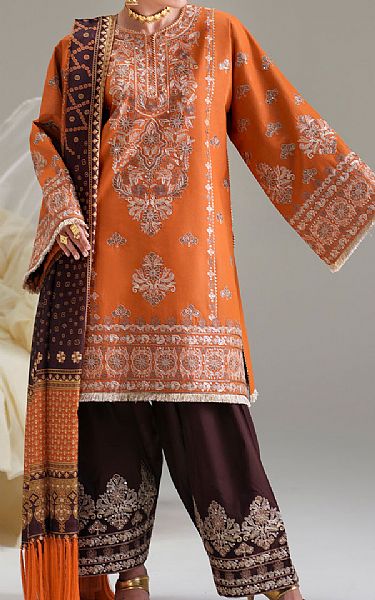 Bin Ilyas Orange Lawn Suit | Pakistani Lawn Dress in USA- Image 1