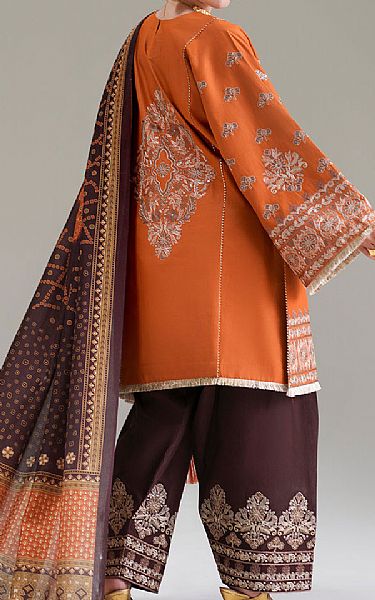 Bin Ilyas Orange Lawn Suit | Pakistani Lawn Dress in USA- Image 2