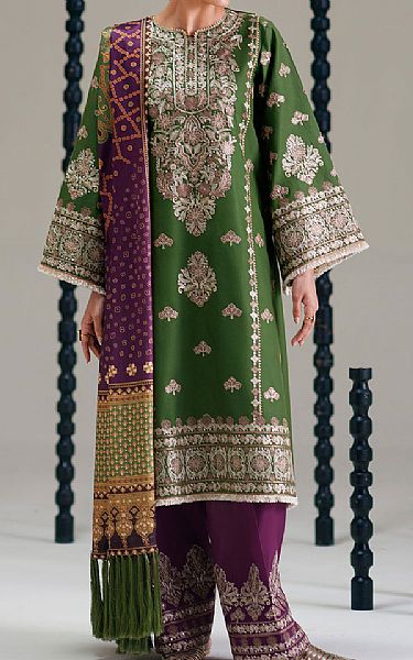 Bin Ilyas Green Lawn Suit | Pakistani Lawn Dress in USA- Image 1