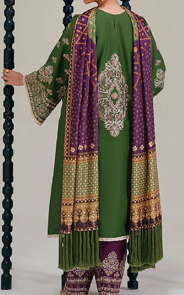 Bin Ilyas Green Lawn Suit | Pakistani Lawn Dress in USA- Image 2